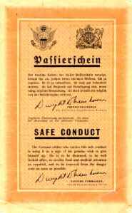 A safe conduct leaflet dropped on German forces during World War II. 